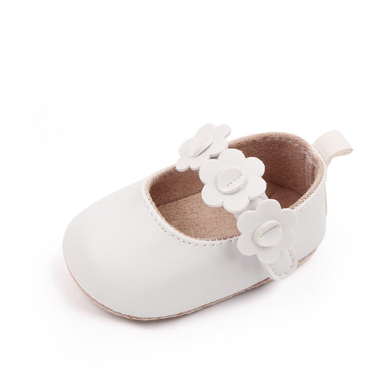 Brand Infant Crib Shoes for Girls Footwear Newborn Baby Stuff Toddler Leather Casual Flats with Flowers 1 Year Christening Gifts