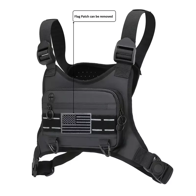 Resistente à água Sports Chest Bag, Pacote de peito dianteiro leve, Saco de colete com suporte de telefone embutido, Armazenamento extra
