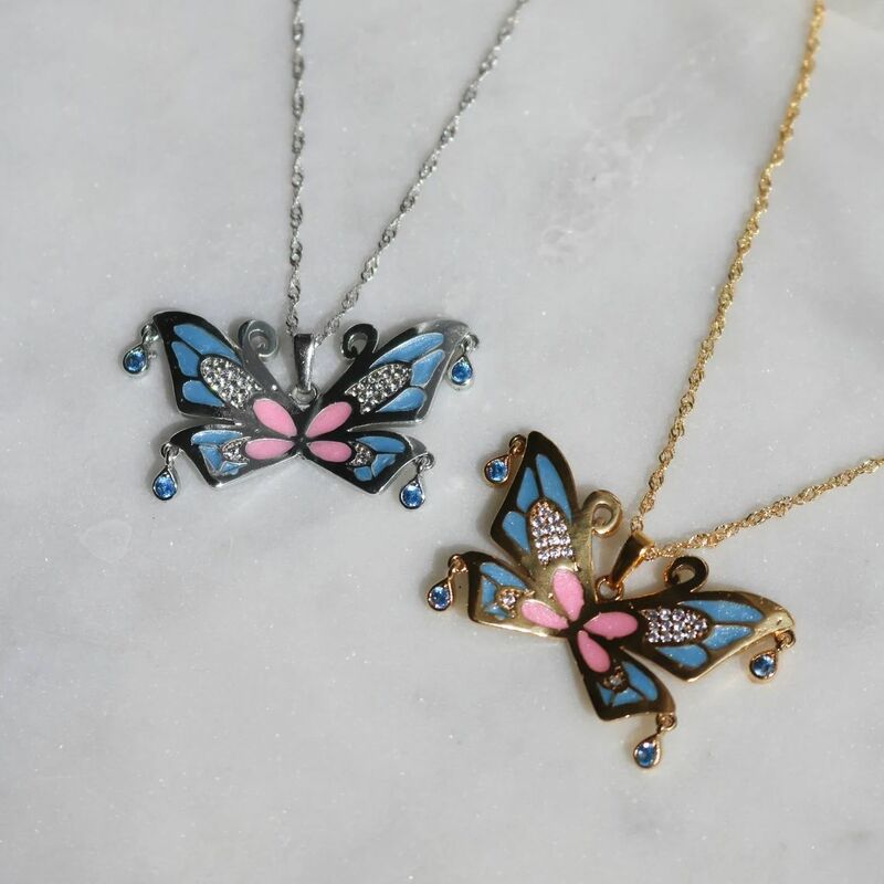 Winx the Club Butterfly Pendant Design New Fashion Pop Colorful Butterfly Pendant Romantic Beautiful Necklace Jewelry