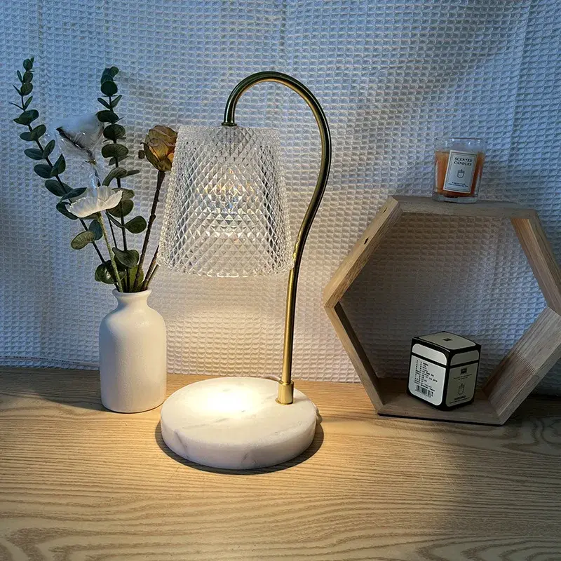 MIni Retro Glass Table Lamp Aromatherapy Candlestick Bedroom Bedside Atmosphere Desk Lamp Study Office Home Candle Warmers Lamp