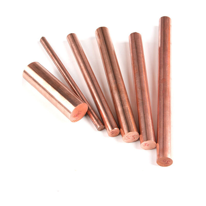 1 haste de cobre dos pces de vários tamanhos, metal vermelho da barra redonda de cobre do diâmetro do metal que processa 3/4/5/6/8mm, comprimento 100/150/200/250mm