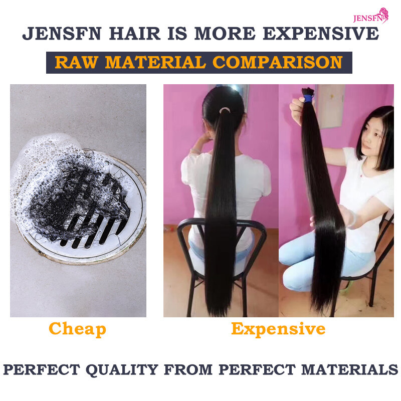 Jensfin-extensão reta do cabelo humano, extensão do cabelo liso, fusão natural, cor loura, extremidade grossa do cabelo, cápsula 1g/strand, queratina