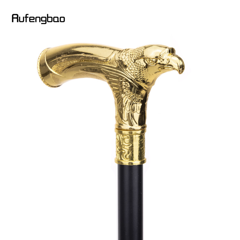 Gold Luxury Eagle Head with Rhinestone Single Joint Walking Stick Cospaly Party Fashionable Walking Cane Halloween Crosier 93cm