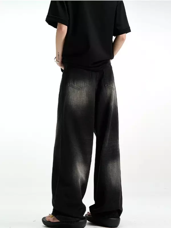 Новинка 2024, черные джинсы с высокой талией в стиле Харадзюку, уличная одежда, мешковатые джинсы, женские брюки в стиле хип-хоп, Осенние прямые широкие брюки для женщин