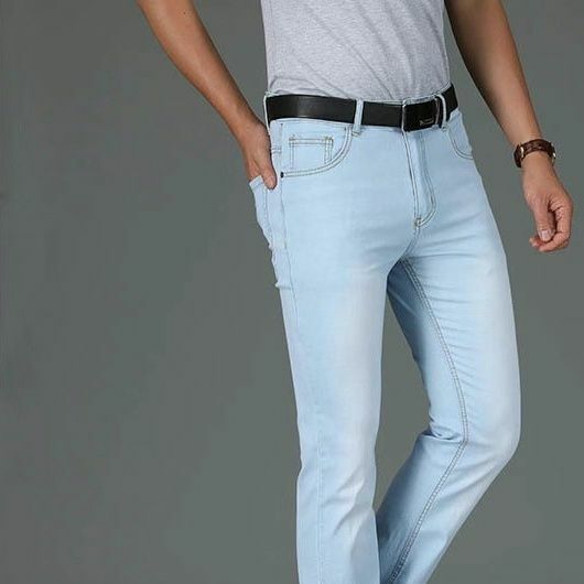 Летние тонкие экзотические джинсы с открытой промежностью для улицы, мужские облегающие джинсовые брюки в Корейском стиле с колокольчиками, Белые Повседневные ретро брюки