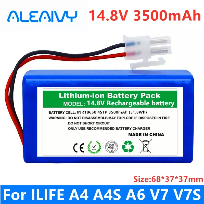 Batería recargable para ILIFE Ecovacs V7s, batería de iones de litio de 100% Origin 14,4/14,8 V, 3500mAh, Chuwi, V7s, A6, V7s Pro, 18650