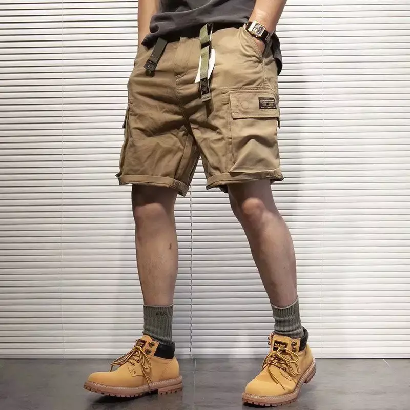 Męskie szorty bojówki z na zamek błyskawiczny z kieszeniami męskimi bermudami krótkie spodnie do wędrówki w stylu Harajuku luźny Jogger 2024 moda na lato na co dzień luksus