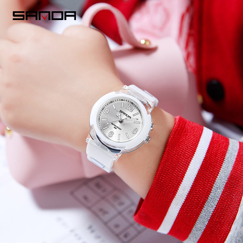 Fashion Trend Outdoor Leisure Temperament Versatile for Girls 2024 New Sanda 6104 Watch Quartz Watch LED Light