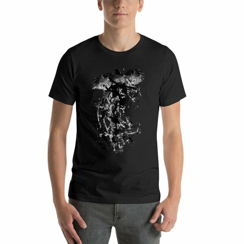 Camiseta negra de Crow para hombre, ropa de verano