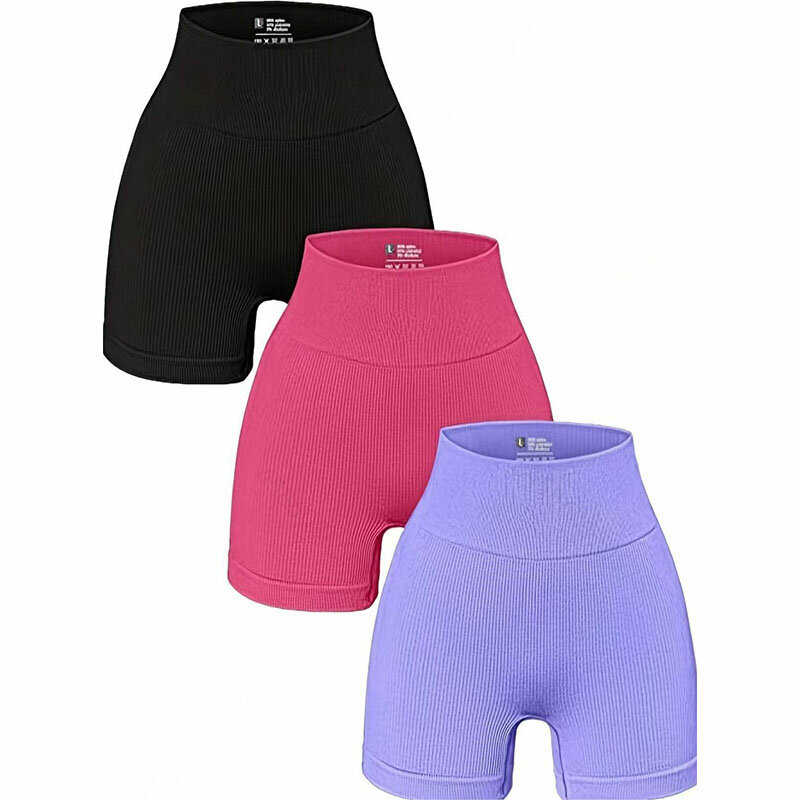 Yogashorts voor dames 3 sportnaadloze sportpanty's met hoge taille