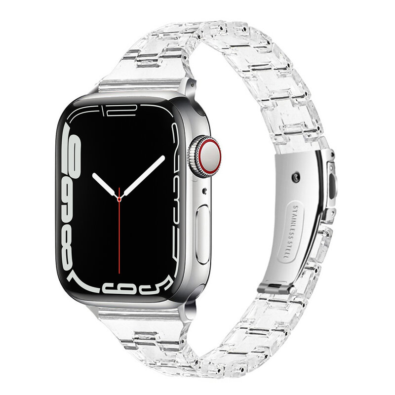 Clear สร้อยข้อมือสำหรับ Apple Watch Band 38มม.40มม.41มม.42มม.44มม.45มม.Loop สำหรับ IWatch Series 7 6 5 4 3 2 1 SE Bands