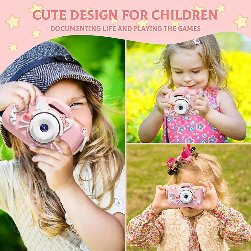 어린이 장난감 카메라 디지털 카메라, 어린이 프로젝션 비디오 카메라, 야외 사진, 어린이 카메라 세트 선물, 32GB