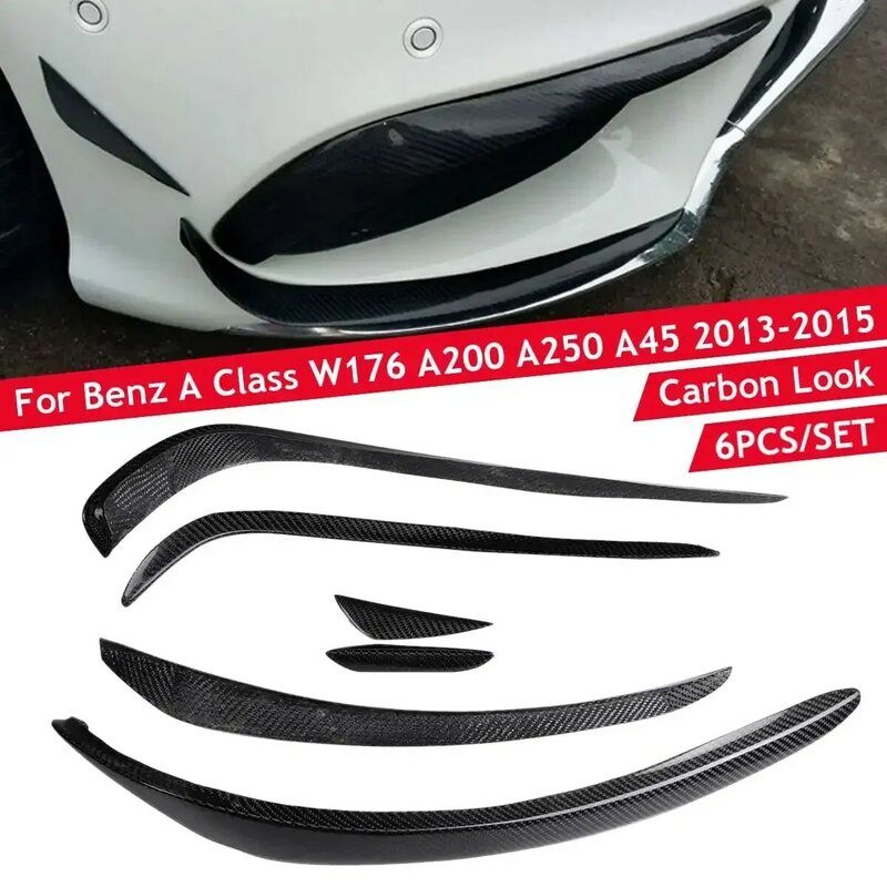 W176 Lip AMG Style Car Front Bumper Lip Splitter Spoiler Side Canards For Mercedes Benz A-Class W176 AMG A45 2016-2018 Body Kit