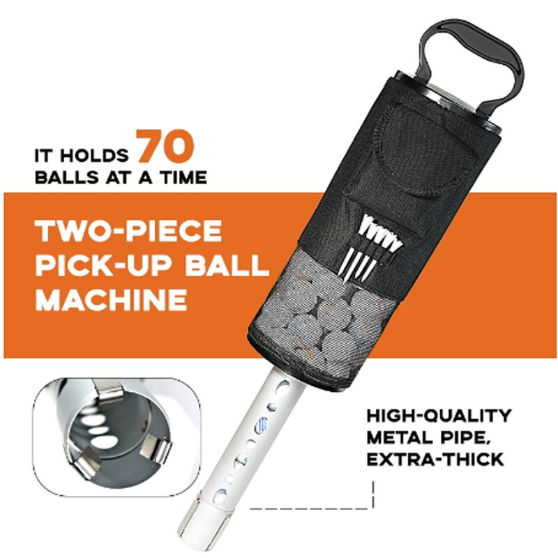 Инструменты для удаления мячей для гольфа из алюминиевого сплава, прочный, большой емкости, может вмещать 70 мячей, портативный мешок для мячей может быть разобран