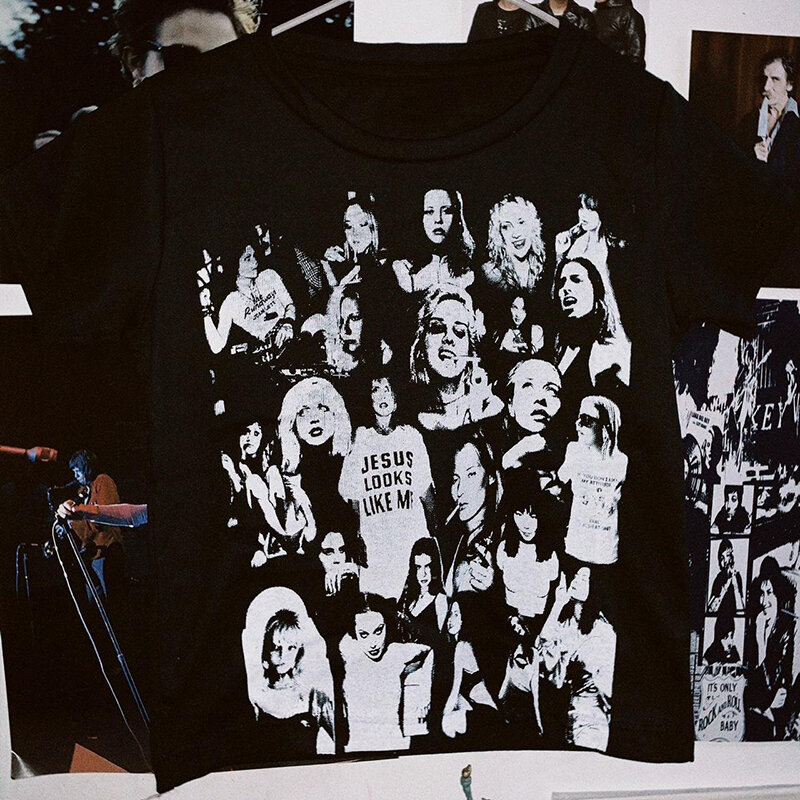 2023 Y2k Aesthetic Grunge Goth T-shirt Tee Female Clothing Y2k Graphic Print Long Sleeve Tops Harajuku Clothes Streetwear+