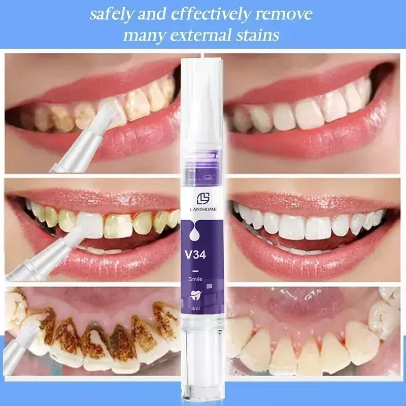 V34 Teeth Whitening Toothpaste Gel Effective Brighten Whiten Clean Stains Remover Yellow Toothpaste Oral Care Whitening Pen