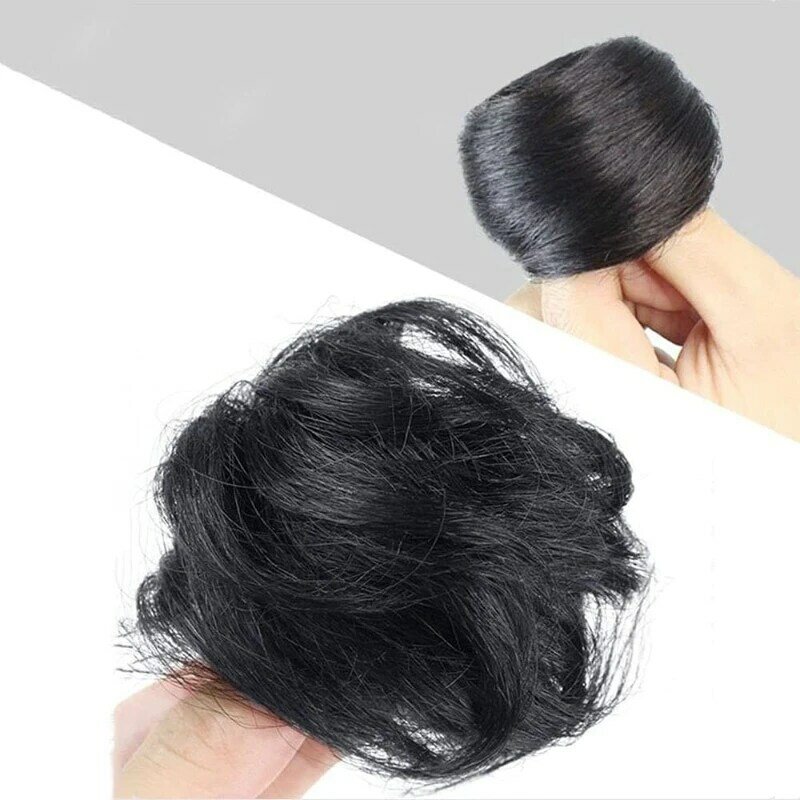 Modna włosy Afro Chignon Cheveux buff z syntetycznego włókna sztuczna peruka elastyczna naturalna symuluje gumka do włosów niechlujną perukę dla kobiety
