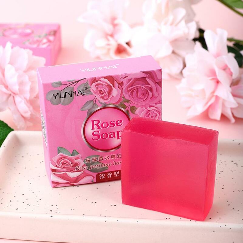 Rose Essential Oil Soap Handmade Treatment Acnes Face Moisturizing Nourishing Gently Floral Scented Bath Soap Skin Care Tool 55g