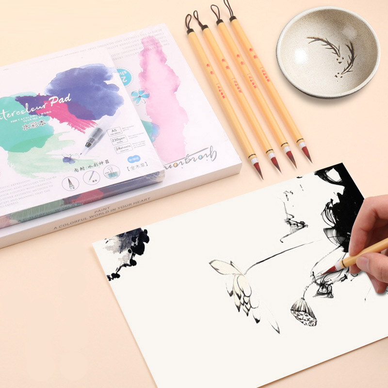 2pcs Rabbit Hair Hair Hook Line Fine Paint Brush Chinese Calligraphy Brush Pen For Artist Watercolor Oil Painting Art Supplies