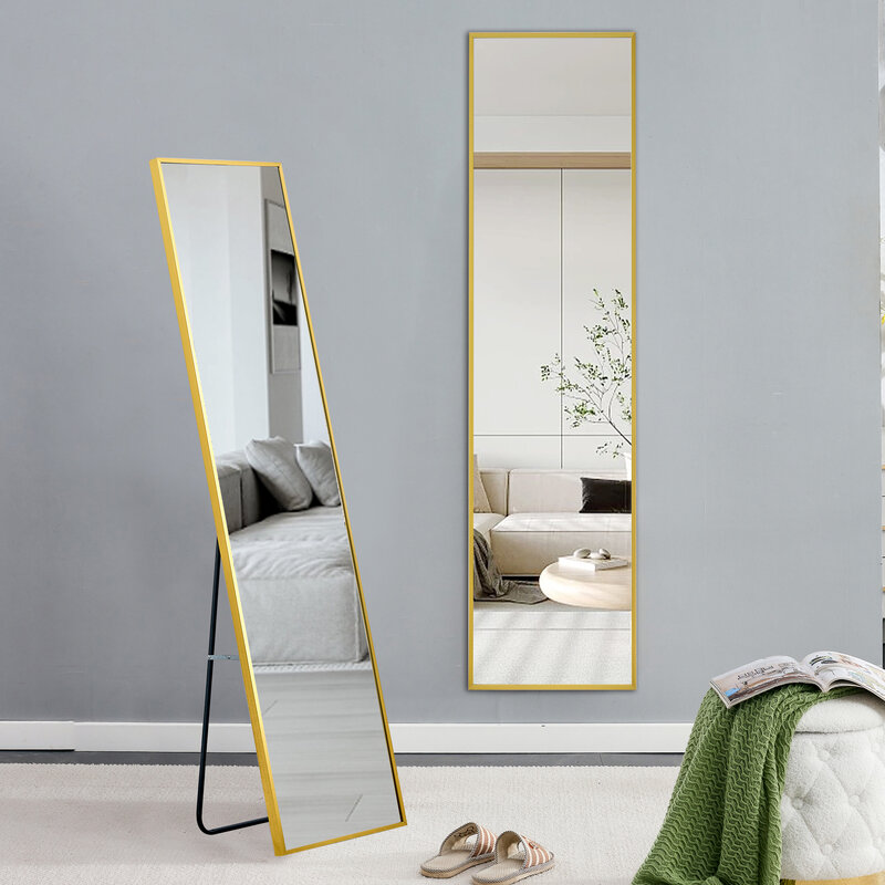 Espejo de longitud completa con marco de Metal de aleación de aluminio, montado en la pared, espejo de tocador de baño, espejo decorativo, 63 in.L x 20 in.W
