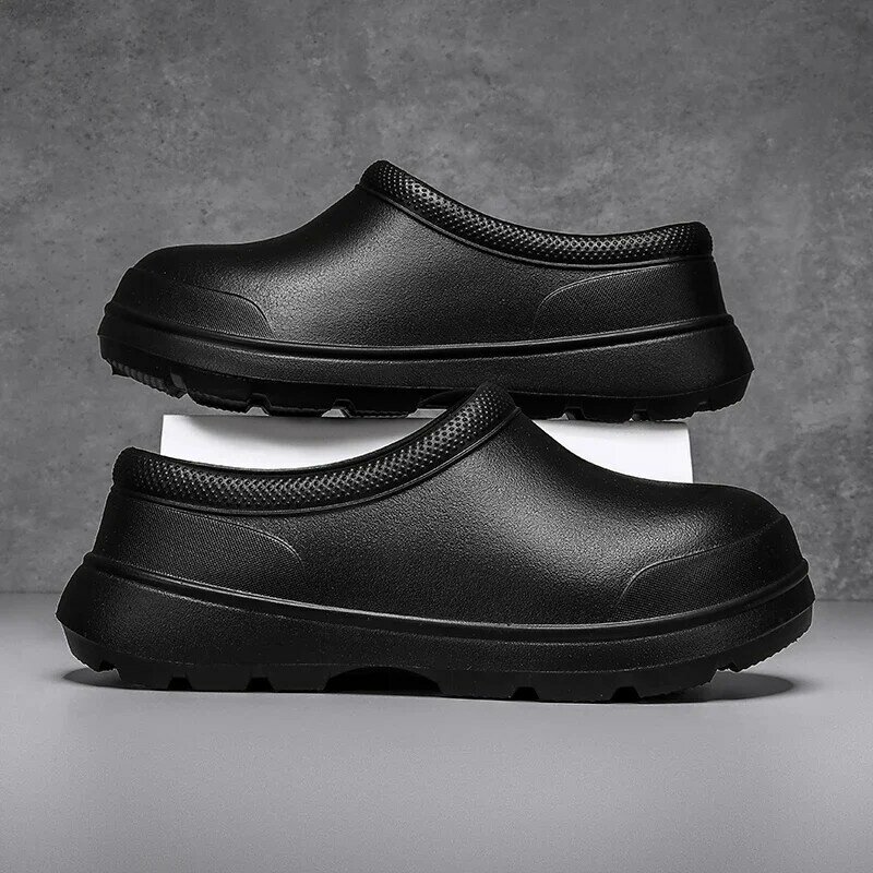 Wodoodporne buty szefa kuchni damskie męskie skórzane obuwie biznesowe olejoodporny buty do wody wsuwka na EVA Sole EU 35-45