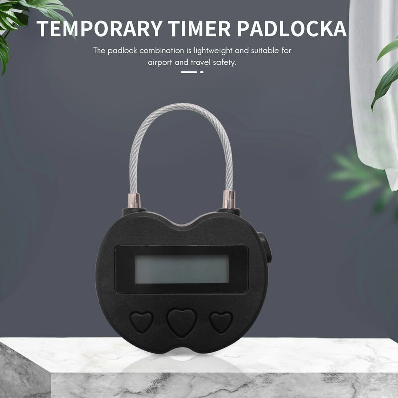 Smart Time Lock LCD Display Time Lock USB Rechargeable Temporary Timer Padlock Travel Electronic Timer Black