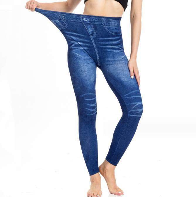 Women's Pants 2023 Fashionable High Waist Stretch Trousers Pencil Pants Pleated Printed Imitation Denim Leggings for Women