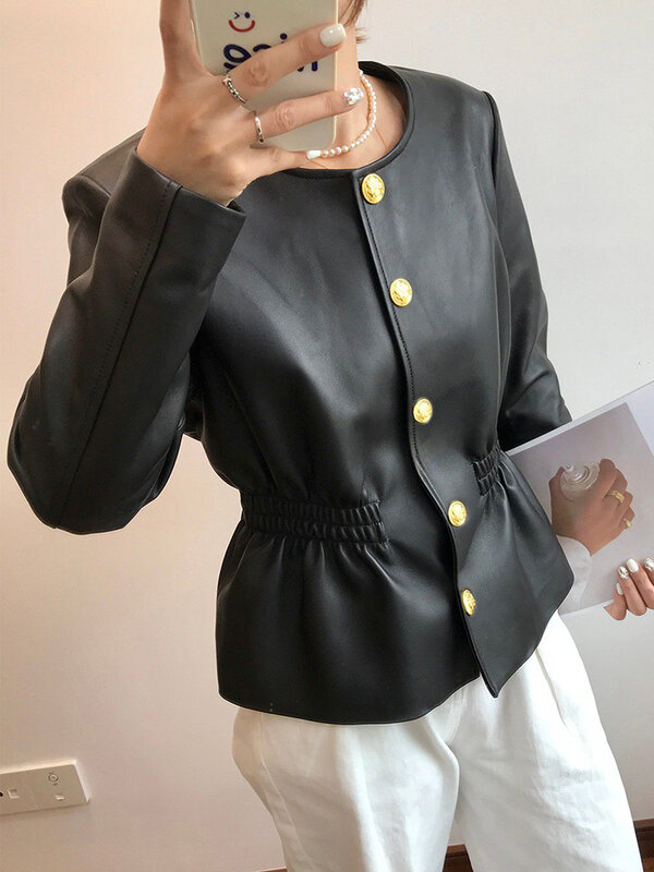 Женская короткая куртка из искусственной кожи, винтажная свободная однобортная куртка из искусственной кожи