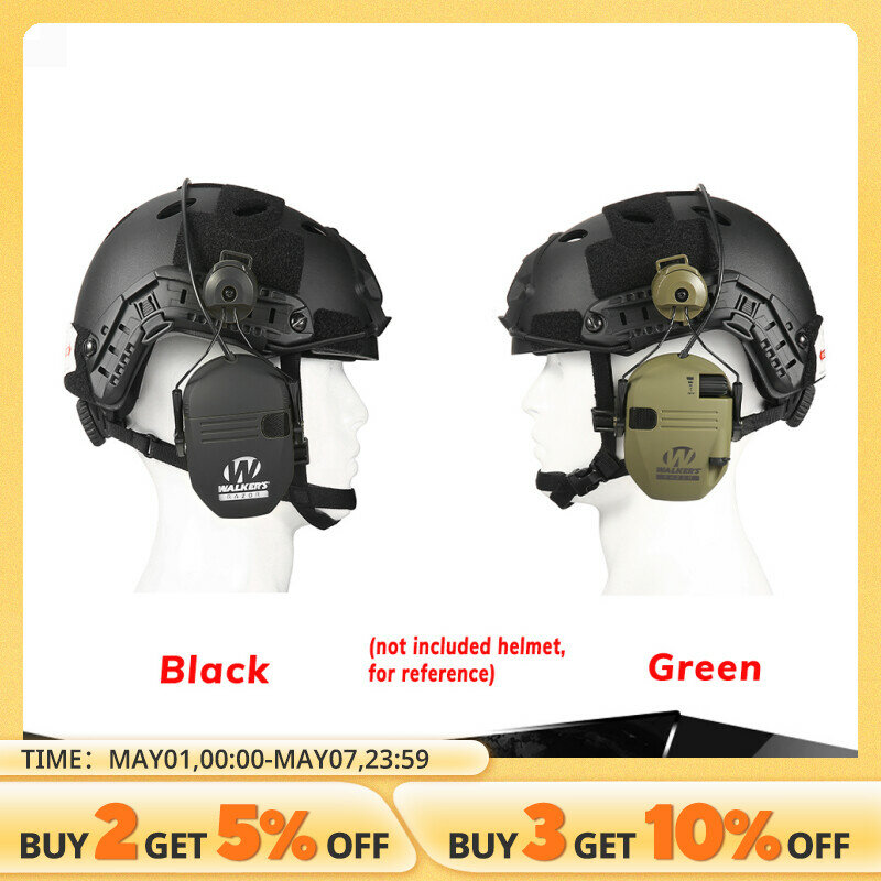 Headset menembak elektronik dengan perlindungan pendengaran, Headset taktis pengurang kebisingan untuk helm versi berburu