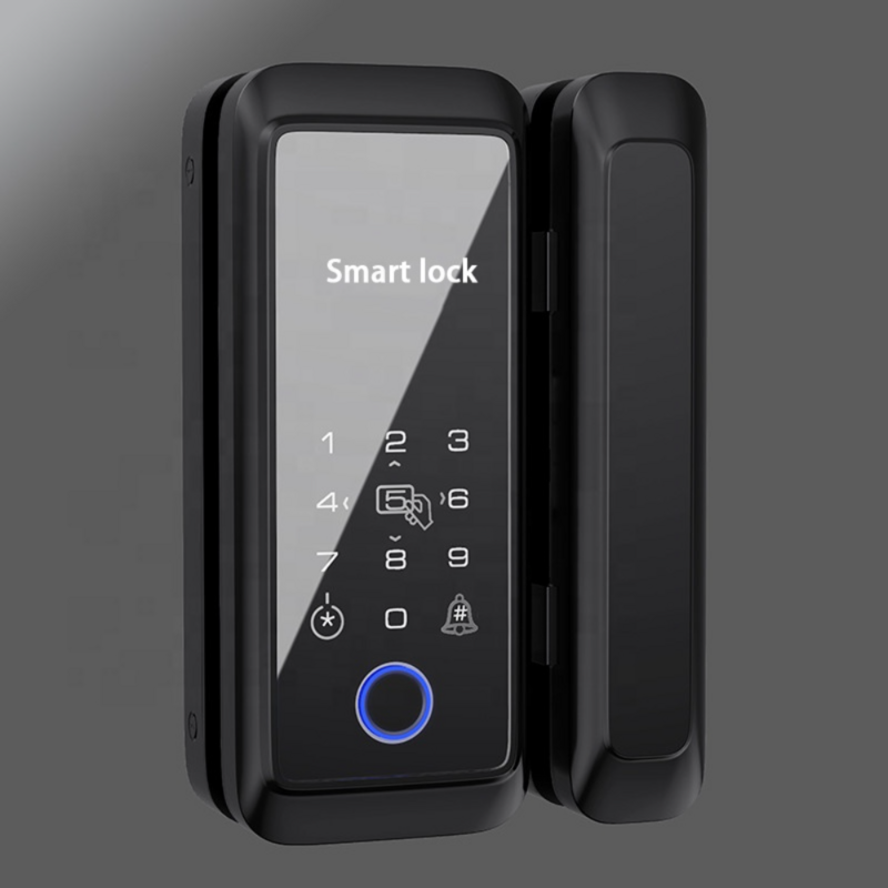 C2 aplikasi WIFI Tuya sidik jari, kunci pintu kaca otomatis penuh keamanan Bluetooth, kunci pintu ponsel dasar Cloud