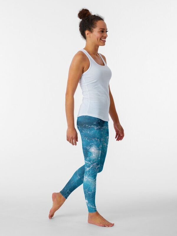 Niebieski Ocean legginsy sportowe na siłownię kobiety Fitness legginsy damskie push up