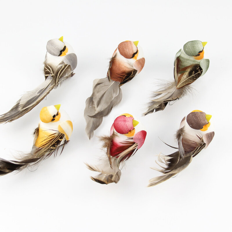 Oiseaux artificiels en fausse mousse, modèles de plumes d'animaux simulés, décoration de jardin, décoration de cour, ornement de mariage bricolage, 2 pièces