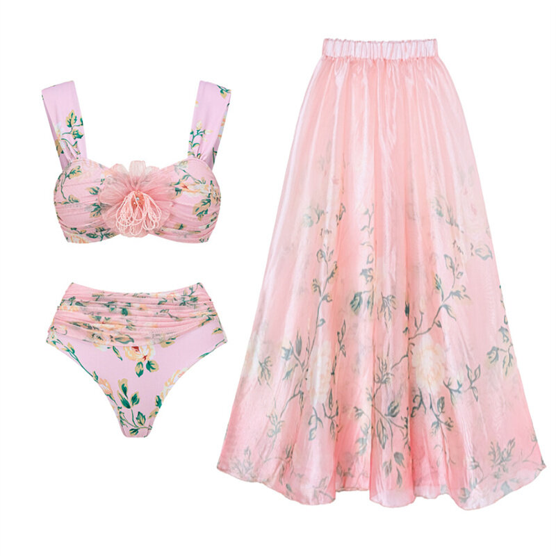 Женский летний купальник с цветочным принтом, оборками, облегающие костюмы для ванной, монокини, сексуальный купальник для девушек, пляжная одежда