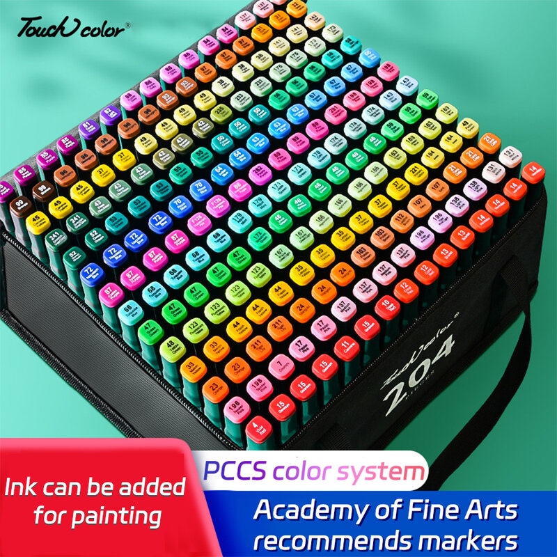 12/24/36/48/60/80 spidol warna pena kuas Set lukisan menggambar Highlighter perlengkapan seni sekolah untuk alat tulis artis Korea
