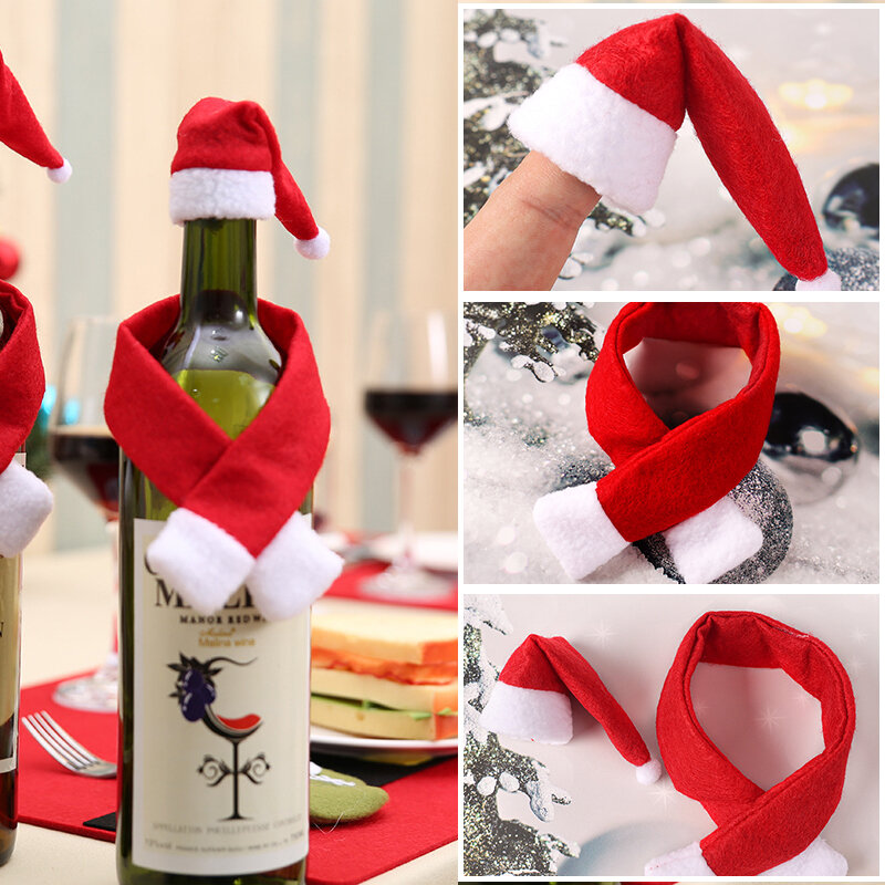 Topi penutup syal botol anggur anak-anak, DIY mainan Cosplay pesta rumah Festival Natal peralatan makan dapur topi pembungkus syal