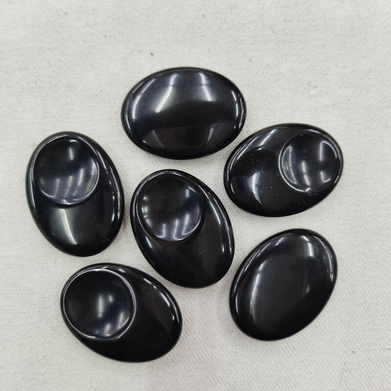 Fashion accessories Beauty natural Obsidian Stones Massage Spa Rock  Jewelry gift hot 30x40mm wholesale 6pc Free shipping