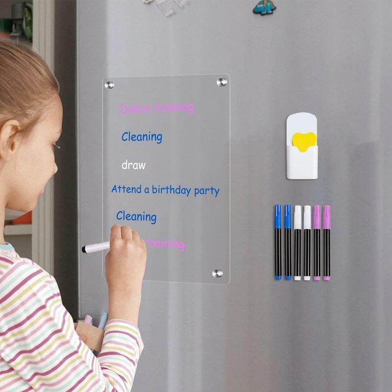 Whiteboard acrílico magnético para parede, Dry Erase Note Board, Clear Board