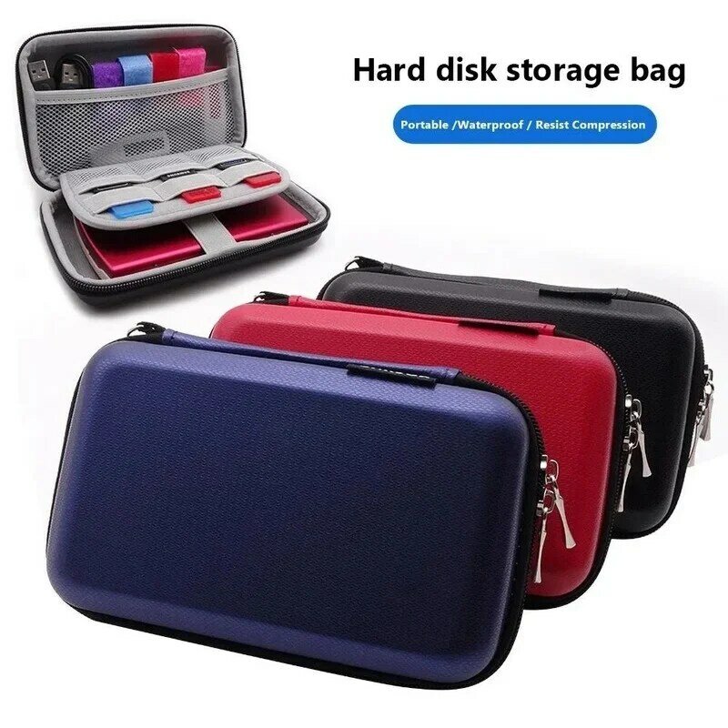 Portable Hard Drive Protective Cover EVA Material Power Bank USB Cable Charger Storage Bag Zipper Bag