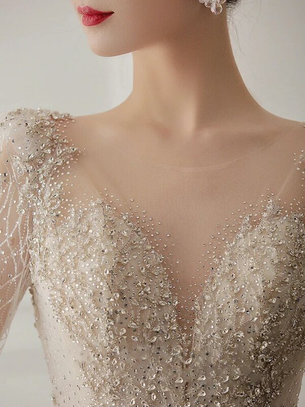 MK1528-High-end open back fishtail wedding dress