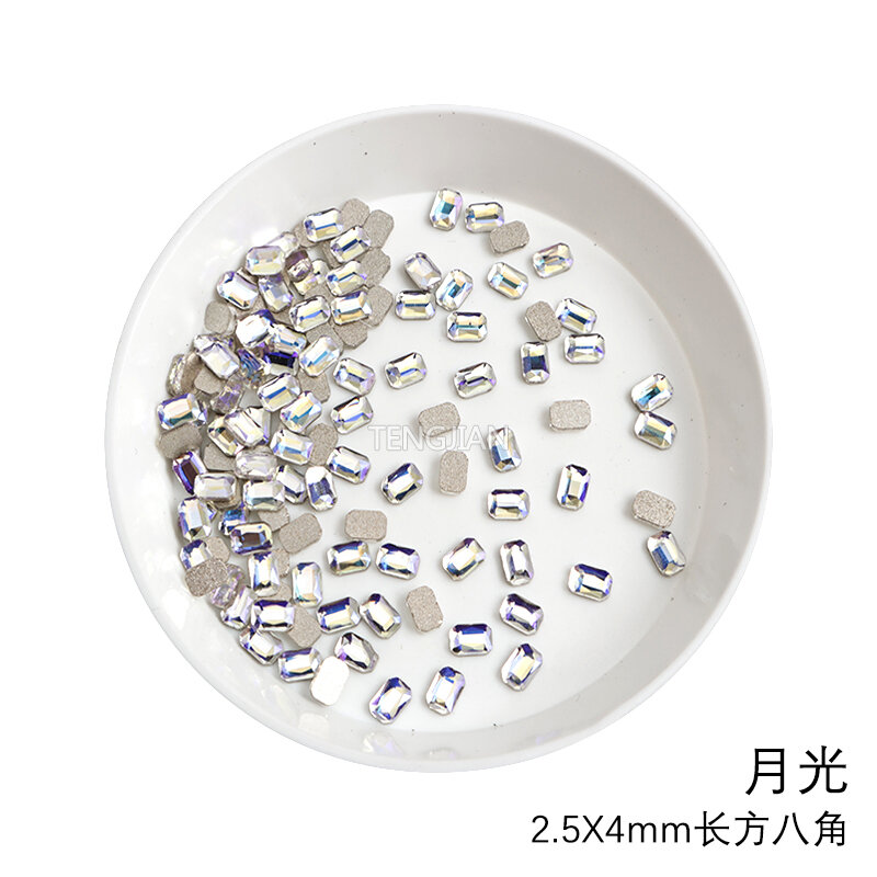 Mini Re-ottagonale 2.5x4mm Flatback vetro lucido cristallo Nail Art strass pietra diamante fai da te Manicure decorazione accessori