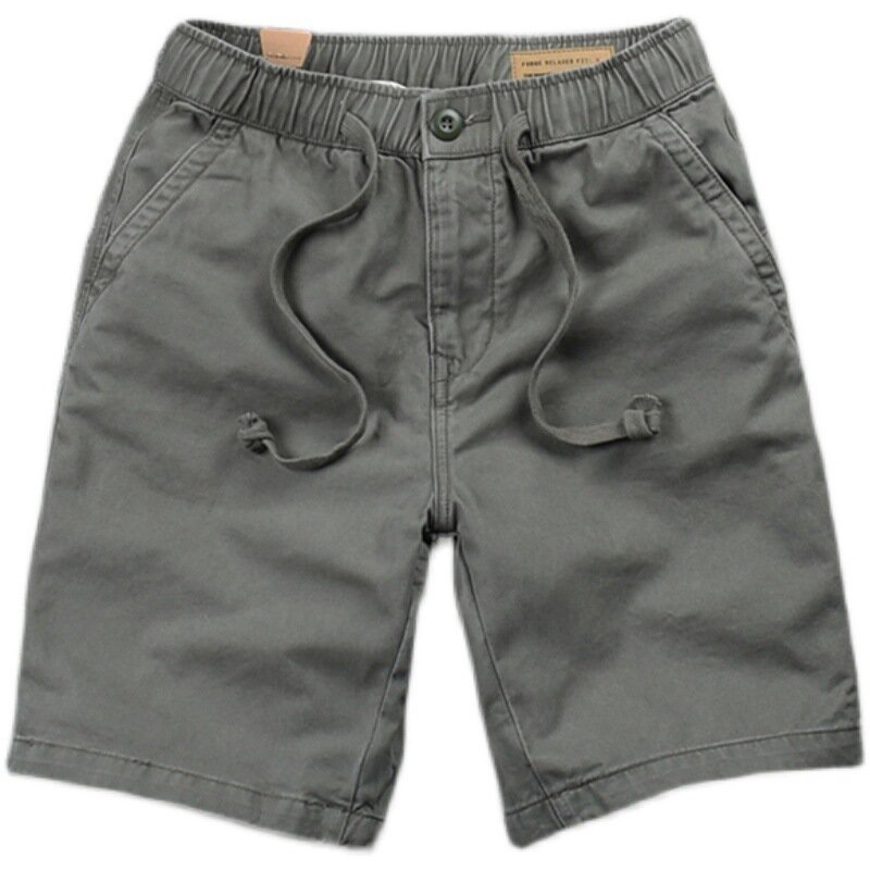 Pantalones cortos informales de cintura elástica para hombre, shorts de color sólido, versión coreana, a la moda, con cordón