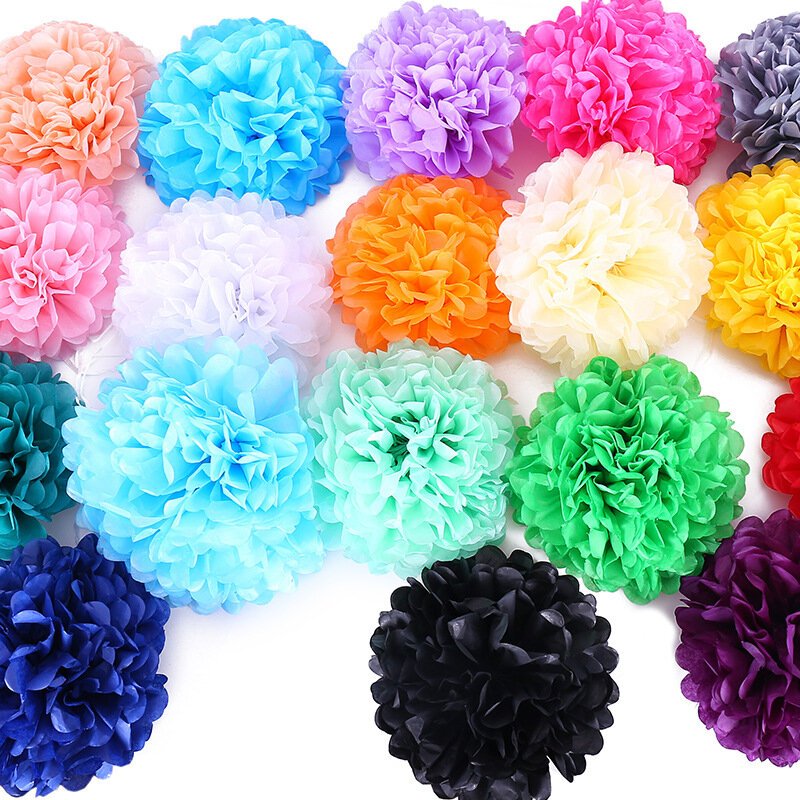 1pc 4inch-14inch Colorful Flower Paper Ball and Pompom Wall Decorations Living Room for Home Wedding & Event Birthday Party