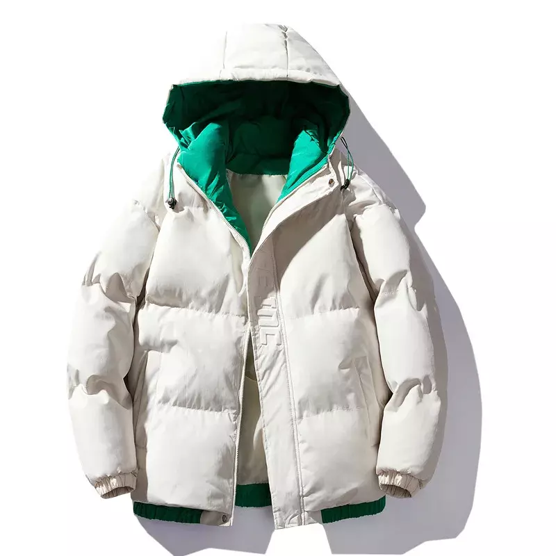 Jaqueta masculina com capuz acolchoado de algodão, casaco grosso, marca maré, roupas de outono e inverno, tendência coreana, inverno