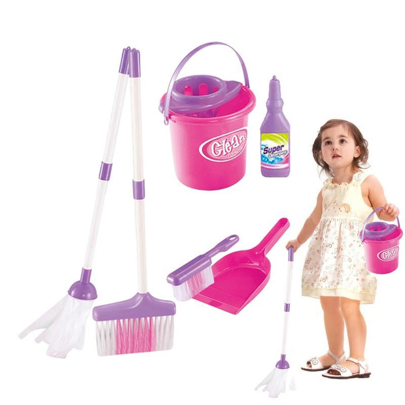 Juego de limpieza para niños pequeños, Kit de suministros de limpieza para el hogar, juego de simulación para niñas y niños, Juego de 3 Herramientas de limpieza para niños pequeños