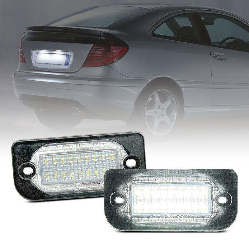2Pcs For Benz W203 2-Door Coupe White LED Number License Plate Light