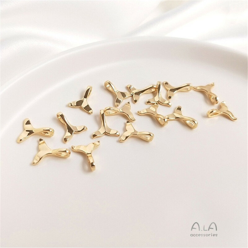 14K Gold-plated Whale Mermaid Tail Pendant DIY Handmade Bracelet Necklace Ear Pendant Accessories D056