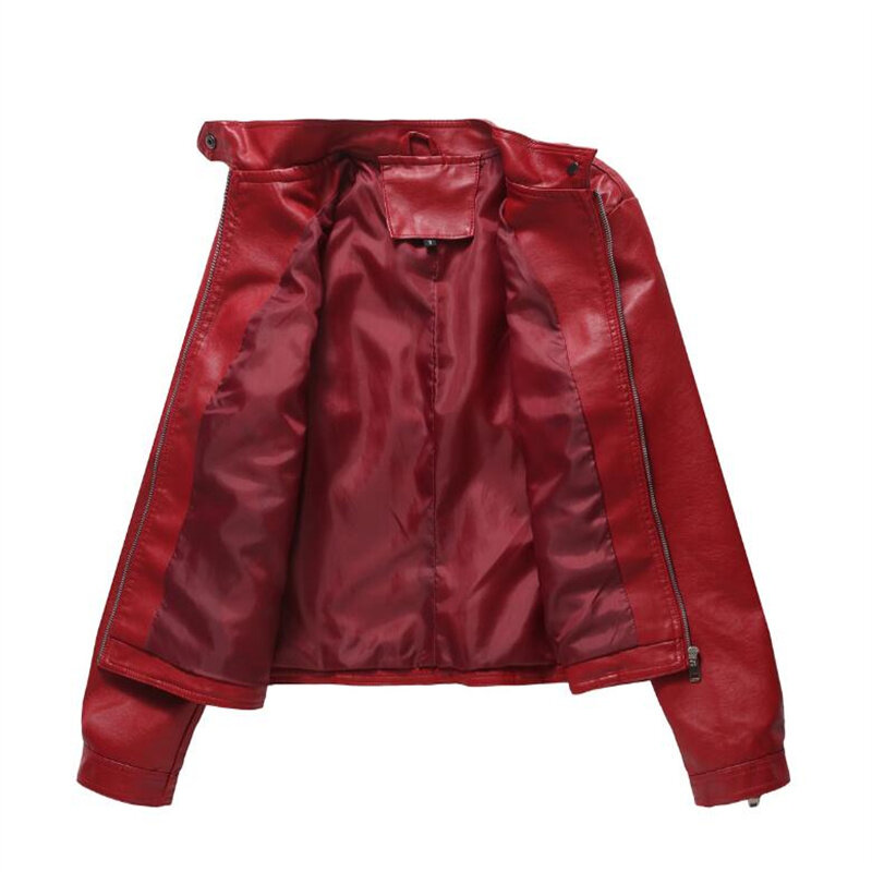 Leather Jacket Female Autumn Long-sleeved Zipper Slim Fashion Biker Coat Imitation Leather Jacket Stand Collar Jacket