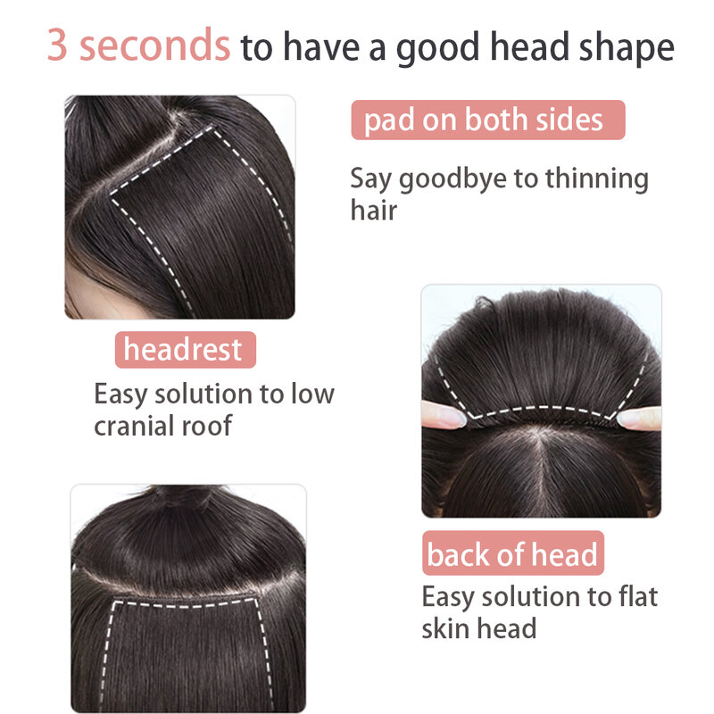 Grampo de cabelo sintético na extensão para as mulheres peruca natural fêmea curto em linha reta invisível hairpins adicionando volume extra peça