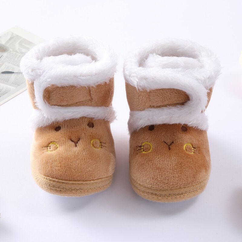 Осенне-зимние теплые ботинки для новорожденных 1 год, обувь для маленьких девочек и мальчиков, теплые ботинки на мягкой подошве с мехом для малышей 0-18 месяцев, Детская Хлопковая обувь