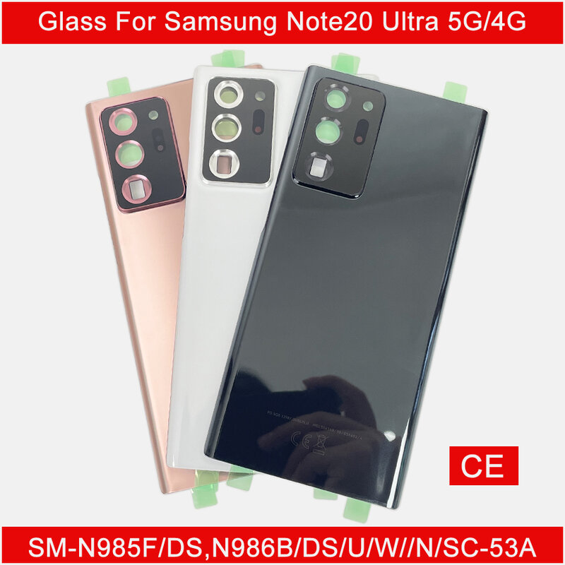 Cubierta trasera de vidrio para Samsung Galaxy note 20 Ultra, carcasa de batería dura de repuesto para puerta trasera, carcasa trasera con adhesivo